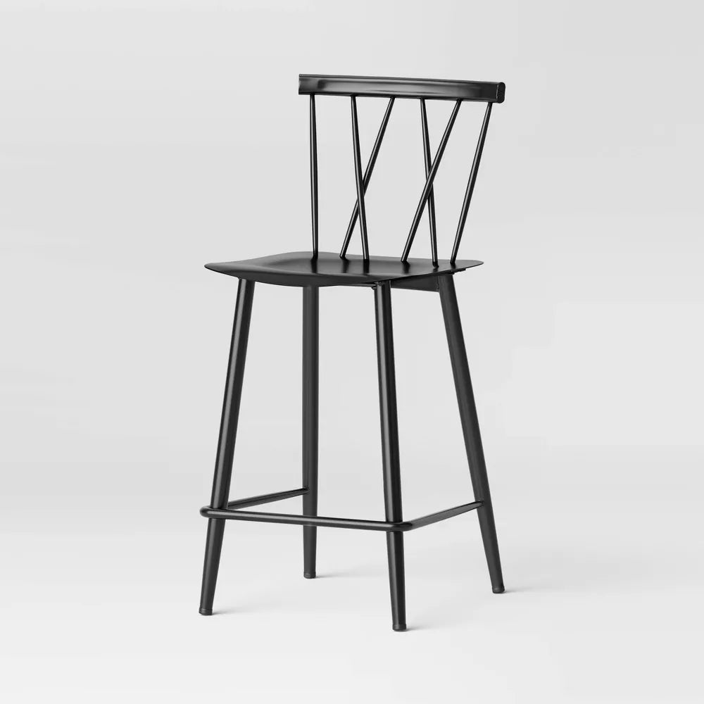 Becket Metal X Back Counter Height Barstool Black -Threshold