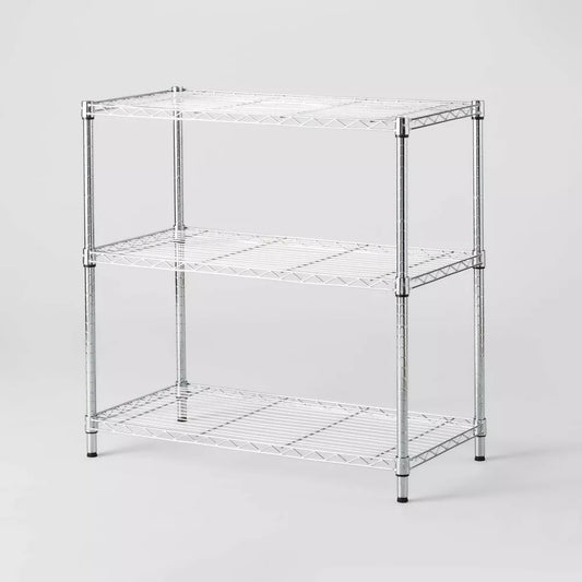 3 Tier WideWire Shelving Chrome -Brightroom