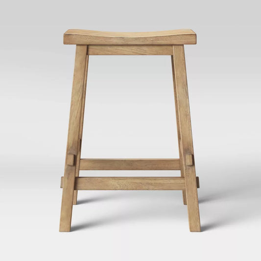 Halifax Farmhouse Wood Counter Height Barstool Natural Wood - Threshold