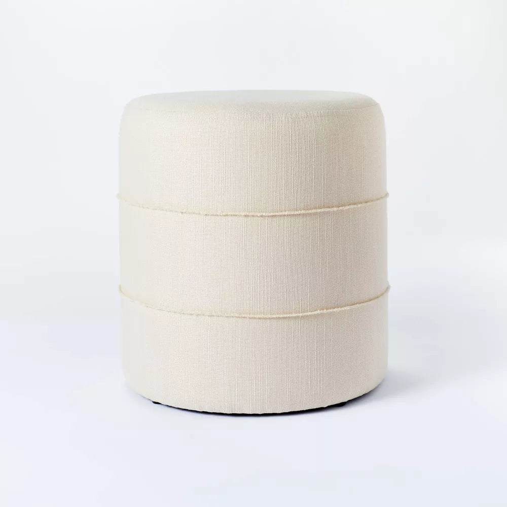 Catalina Mudcloth Round Ottoman Cream - Threshold designed with Studio McGee