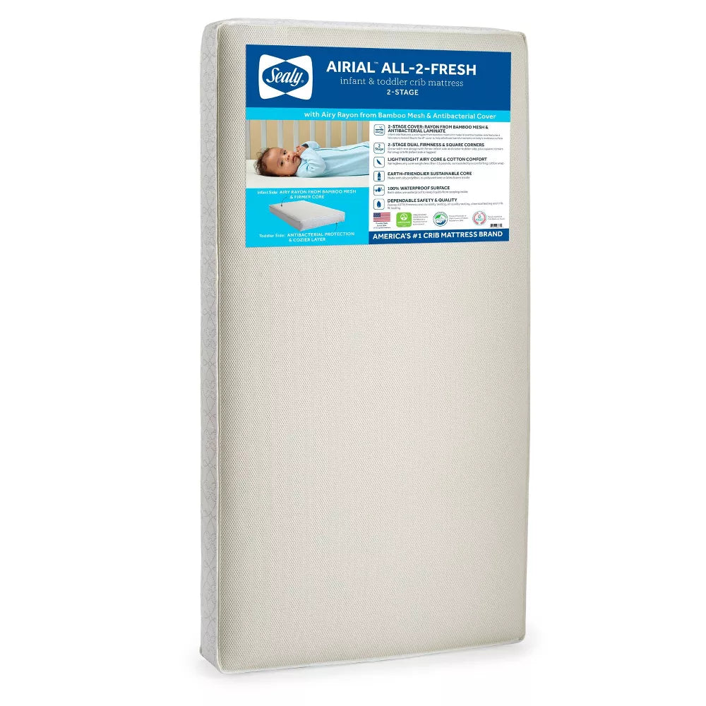 Sealy Airial All-2-Fresh 2-Stage Crib and Toddler Mattress
