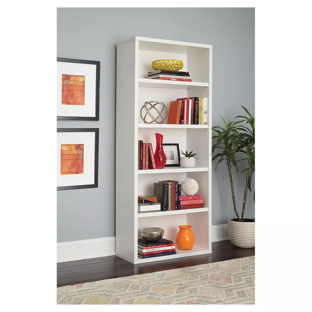 72.77" 5 Shelf Bookshelf White - ClosetMaid