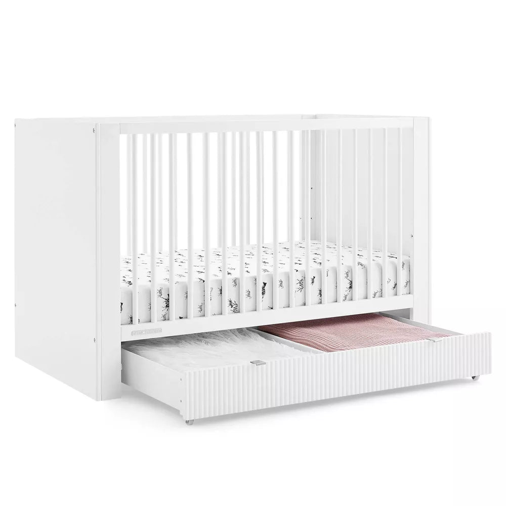 Delta Children Cassie 4-in-1 Convertible Crib with Underdrawer -Greenguard Gold Certified -Bianca White