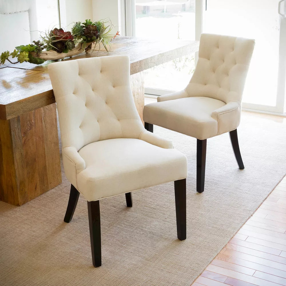 Set of 2 Hayden Tufted Dining Chairs Beige - Christopher Knight Home