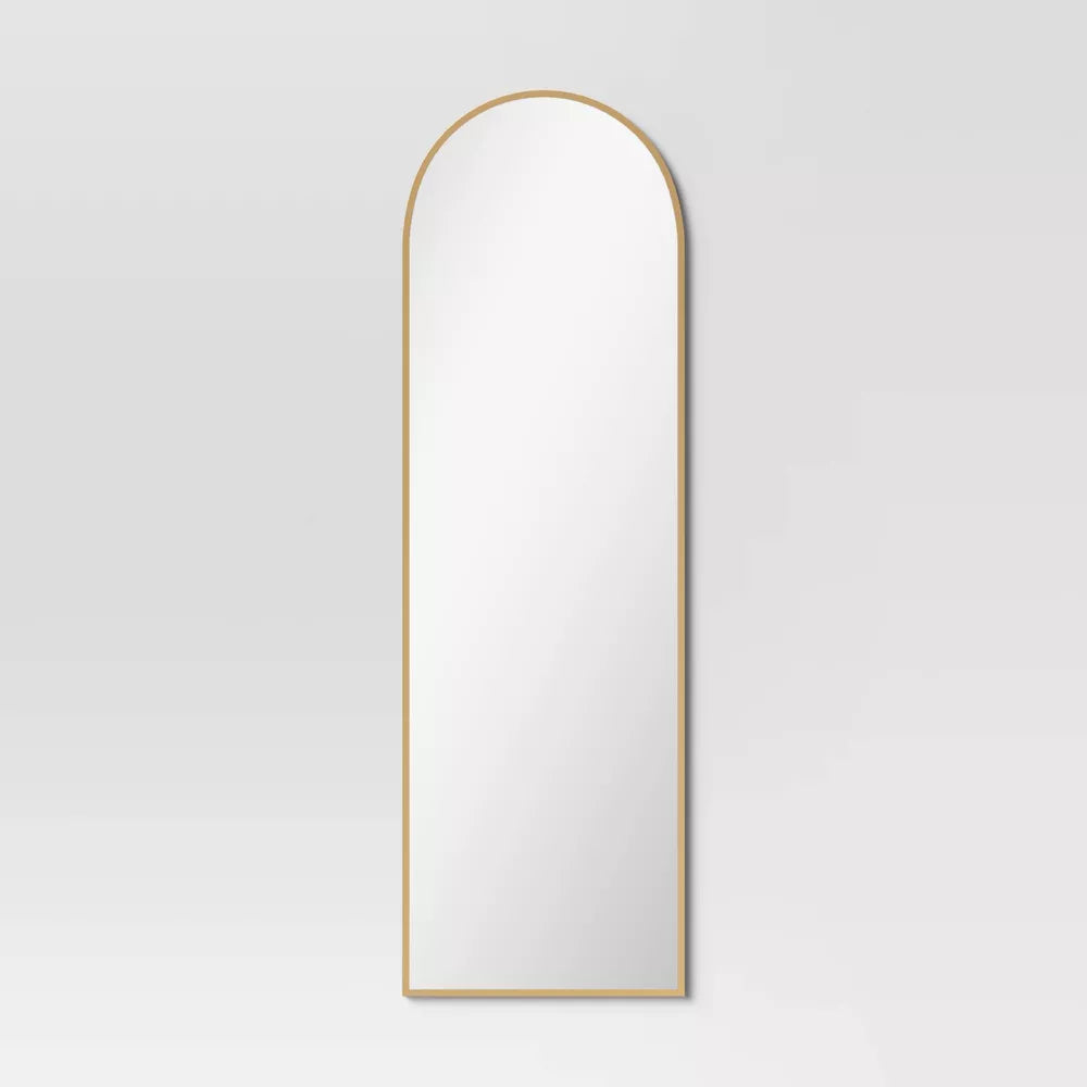 20" x 65" Arched Metal Leaner Mirror Brass - Threshold