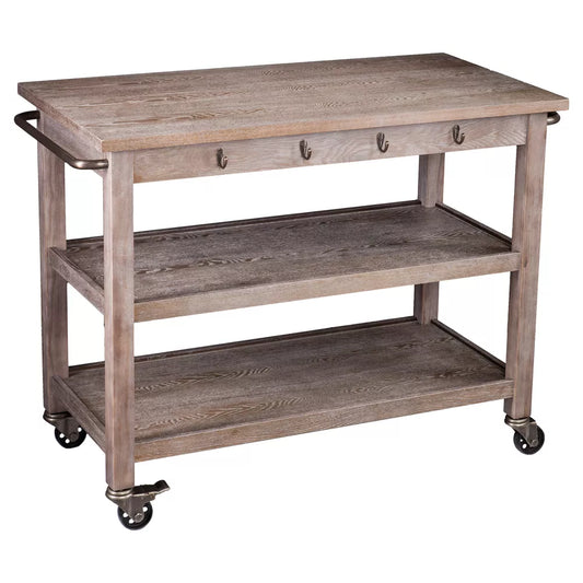 Donley Industrial Kitchen Cart - Whitewashed Burnt Oak - Aiden Lane