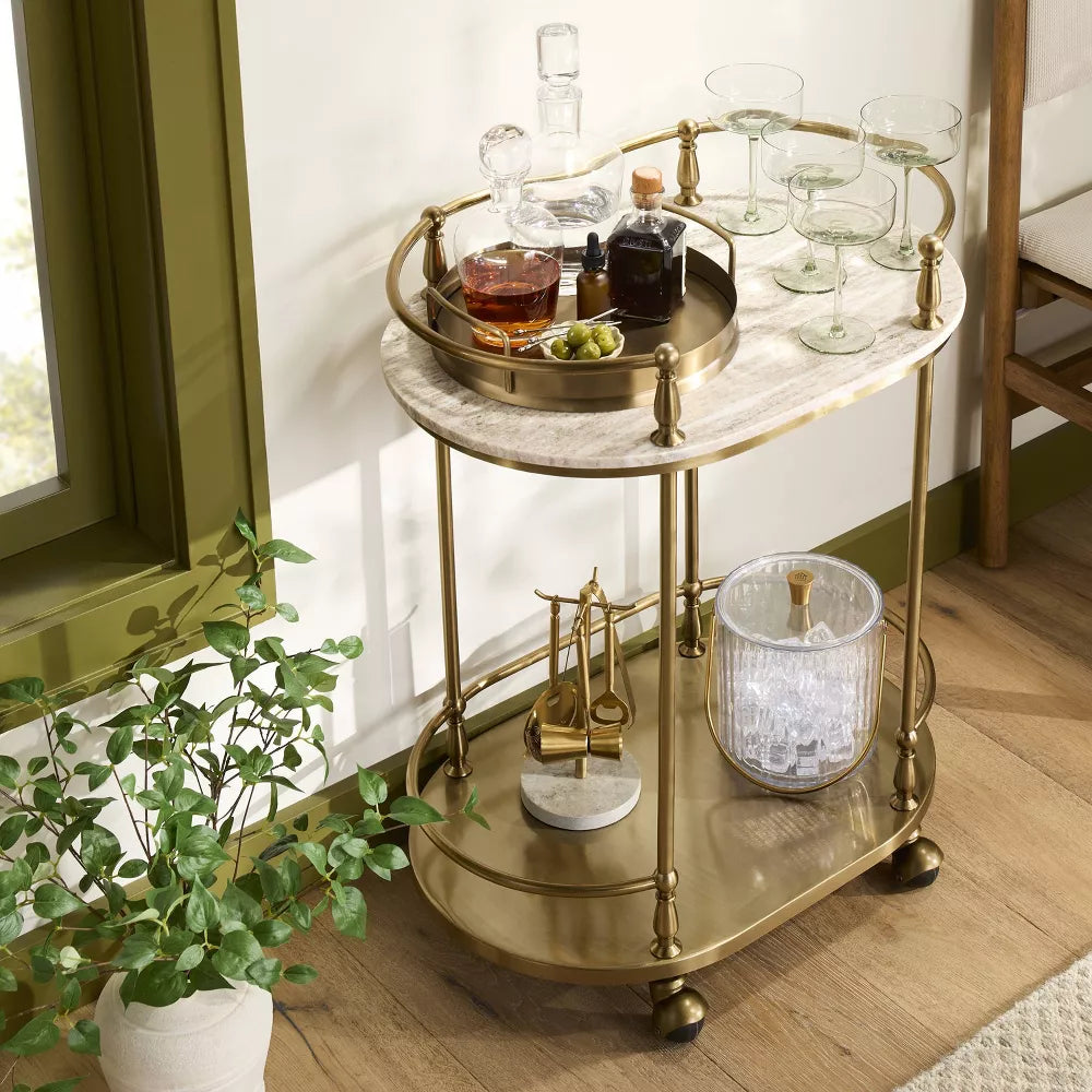 30" Metal and Marble Bar Serving Cart - Hearth & Hand with Magnolia