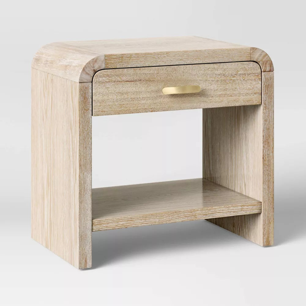 Zebrina Wood Nightstand with Drawer Natural - Threshold