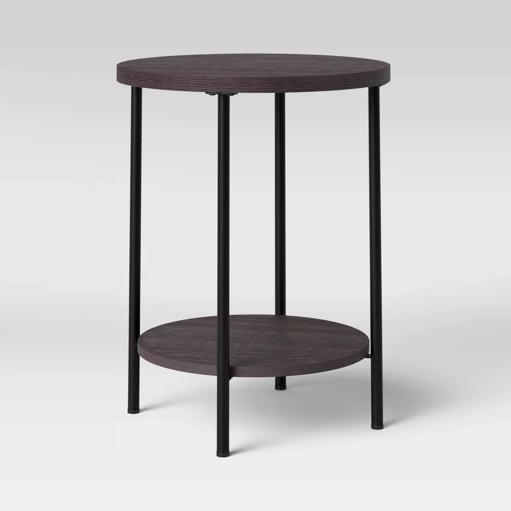 Wood and Metal Round End Table Espresso - Room Essentials