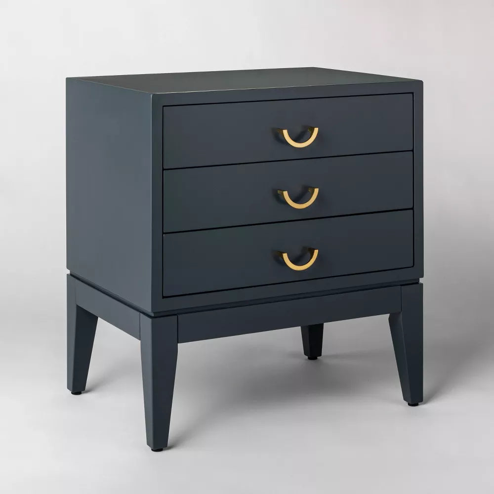 Quail Hill 3 Drawer Nightstand Mount Etna Blue - Threshold designed with Studio McGee