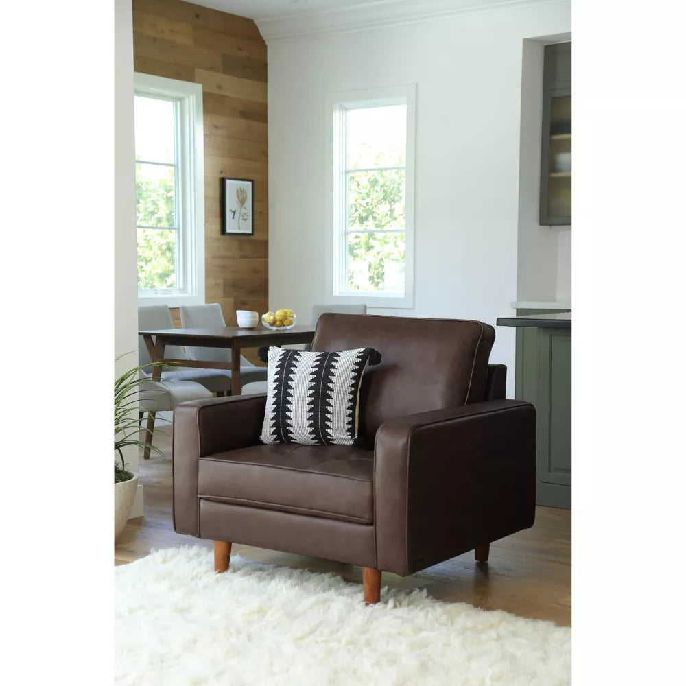 Hobbes Mid-Century Leather Armchair Brown - Abbyson Living