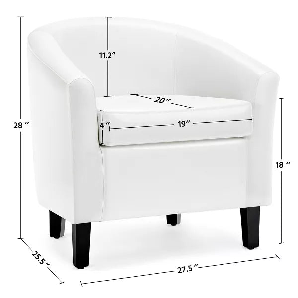 Yaheetech Faux Leather Accent Chair Armchair Club Chair For Living Room - White