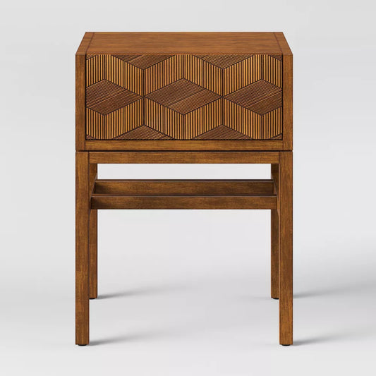 Tachuri Geometric Front Accent Table Brown - Threshold