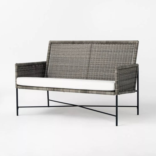 Wicker & Metal X Frame Patio Loveseat - Gray - Threshold designed with Studio McGee