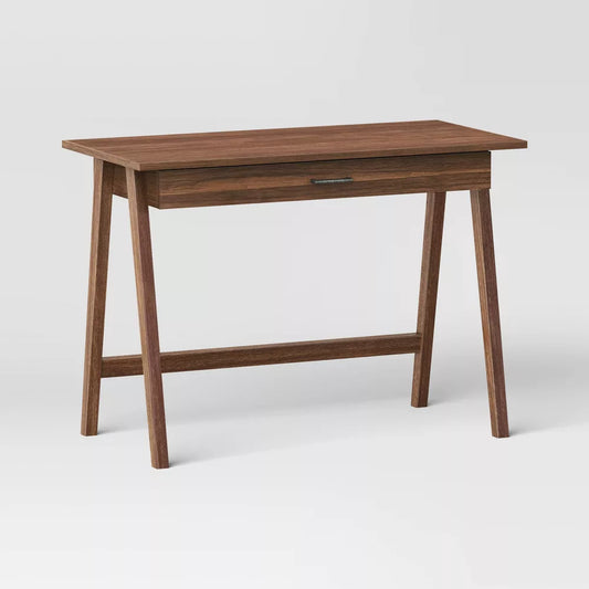 Paulo Wood Writing Desk with Drawer Walnut- Threshold