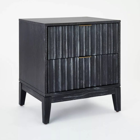 Thousand Oaks Wood Scalloped Accent Table with Drawers Black - Threshold designed with Studio McGee