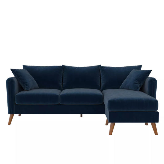 Magnolia Sectional Sofa with Pillows Blue Velvet - Novogratz