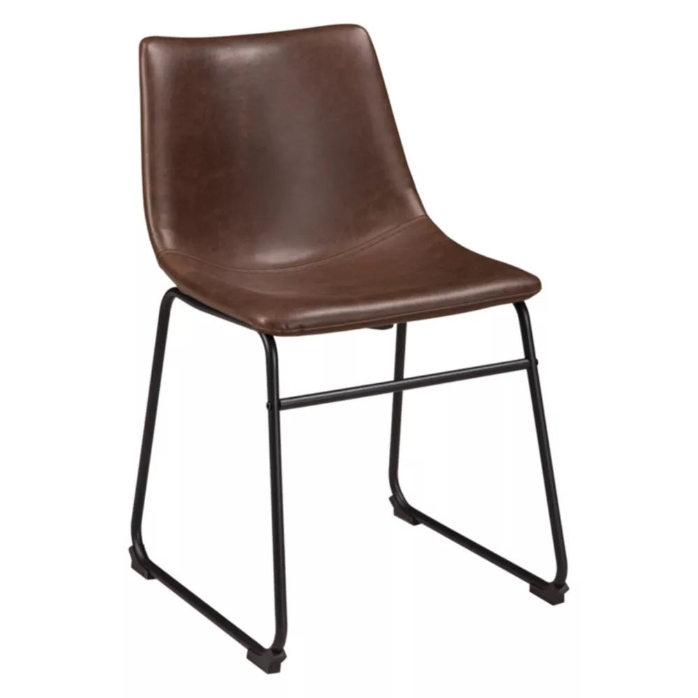 Set of 2 Centiar Dining Upholstered Side Chairs Brown/Black: Faux Leather, Metal Base -Signature Design by Ashley