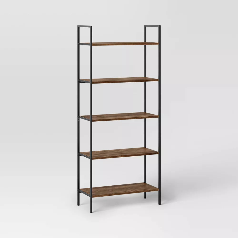 72" Loring 5 Shelf Ladder Bookshelf - Threshold-walnut