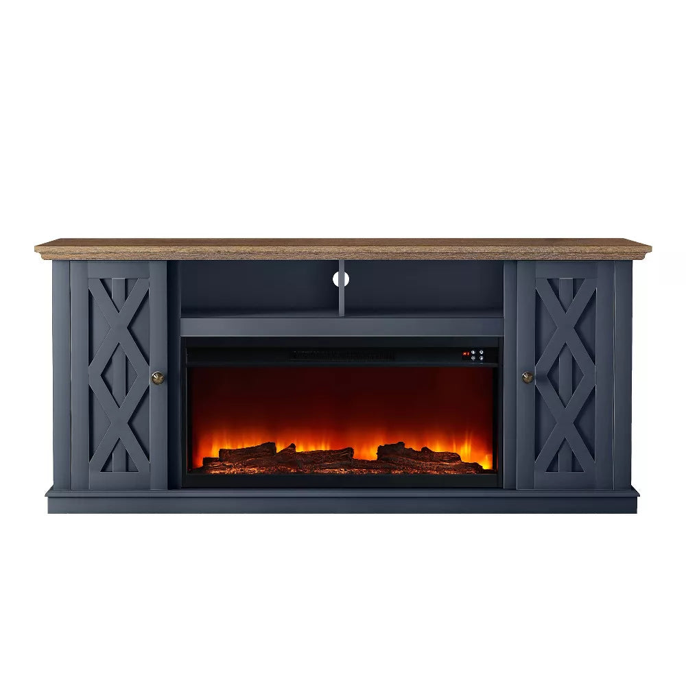 68" Freestanding Electric Fireplace TV Stand for TVs up To 78" Navy - Festivo