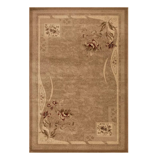 Minimalist Modern Floral Block Power-Loomed, 7'x9', Taupe, -Blue Nile Mills