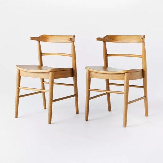 2pk Kaysville Curved Back Wood Dining Chair Color Natural- Threshold designed with Studio McGee