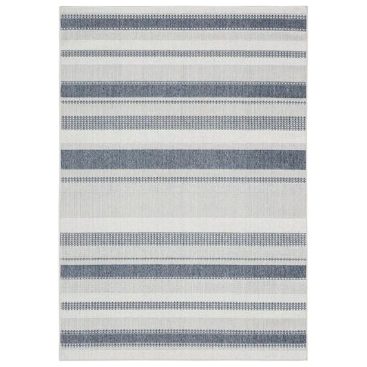 7'10"x10'2" Tripoli Mateo Indoor/Outdoor Rug Dark Blue/Cream -Home Dynamix: UV & Stain Resistant