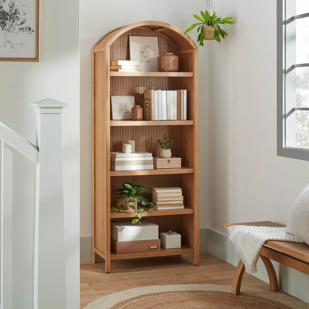 Grooved Wood Arch Bookcase Natural- Hearth & Hand with Magnolia