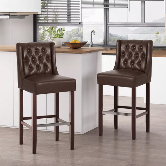 Set of 2 Bayliss Contemporary Wingback Barstools Dark Brown/Espresso - Christopher Knight Home