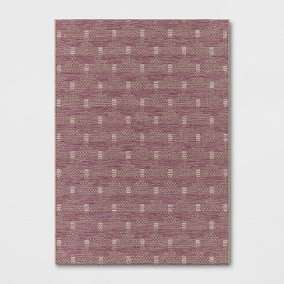 6'7"x9' Modern Tile Outdoor Rug Pink Threshold