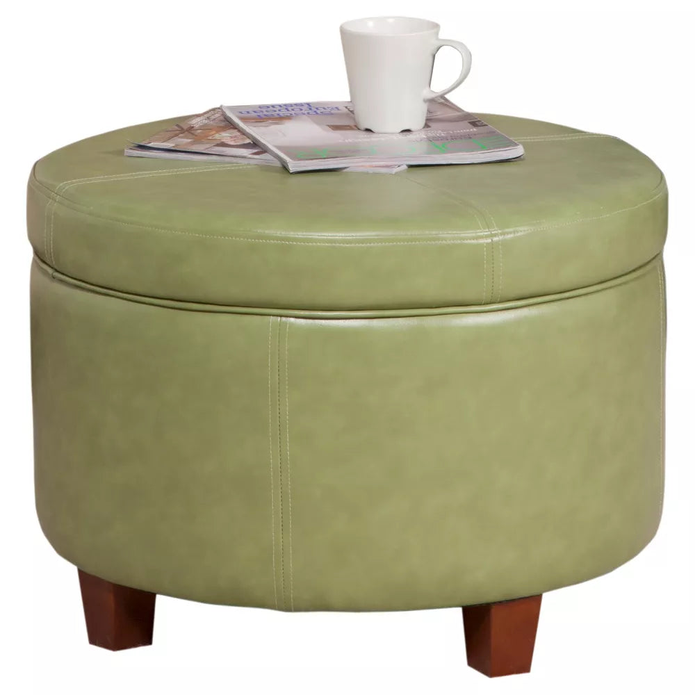 Large Round Storage Ottoman Moss Green - HomePop