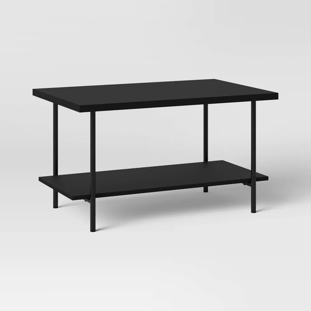 Wood and Metal Coffee Table Black- Room Essentials