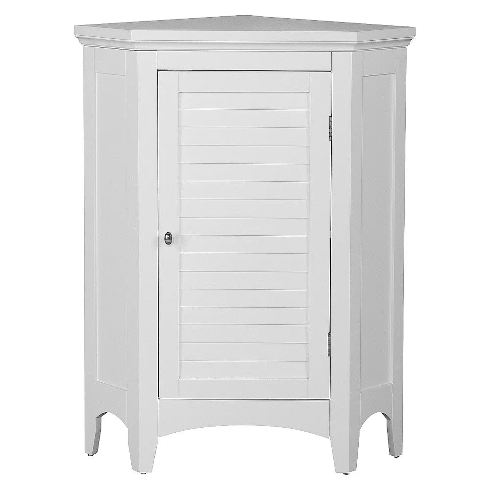 Slone Corner 1 Door Shuttered Floor Cabinet White - Elegant Home Fashions