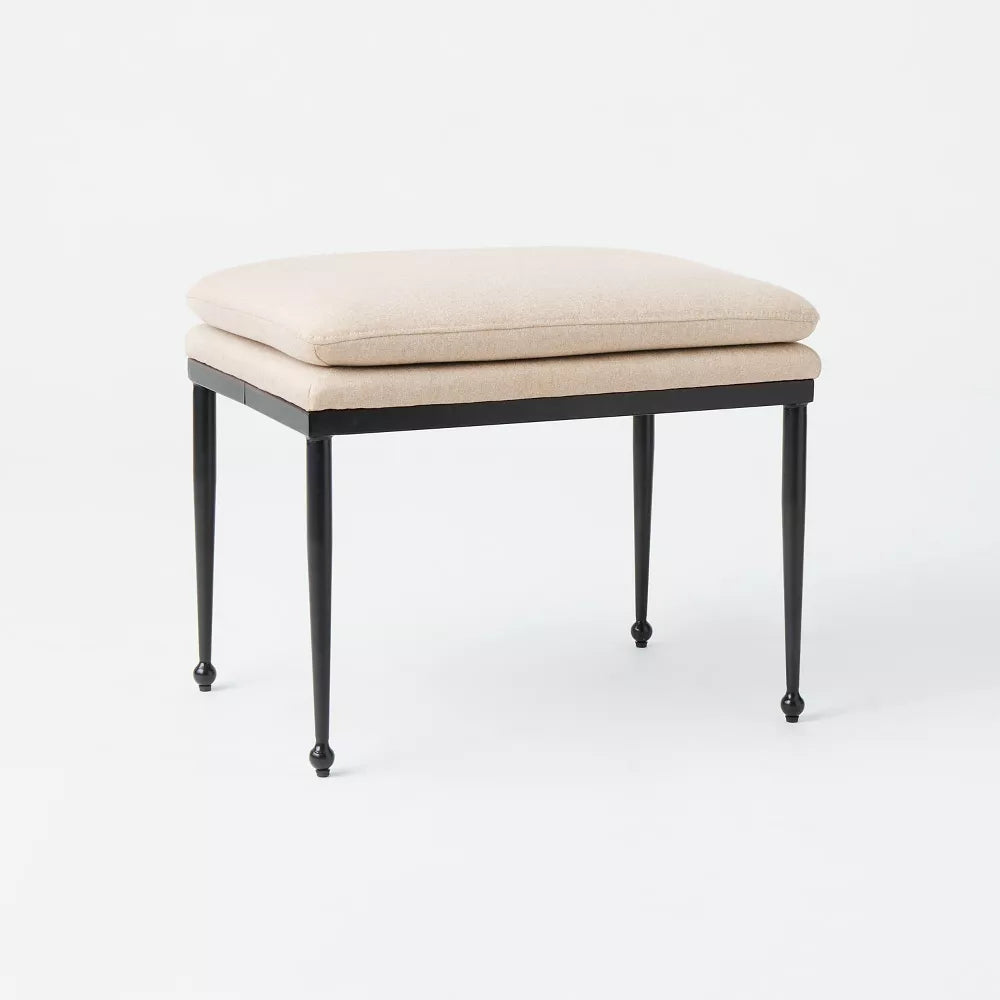 Edgehill Pillow Top Ottoman with Metal Legs Beige Threshold