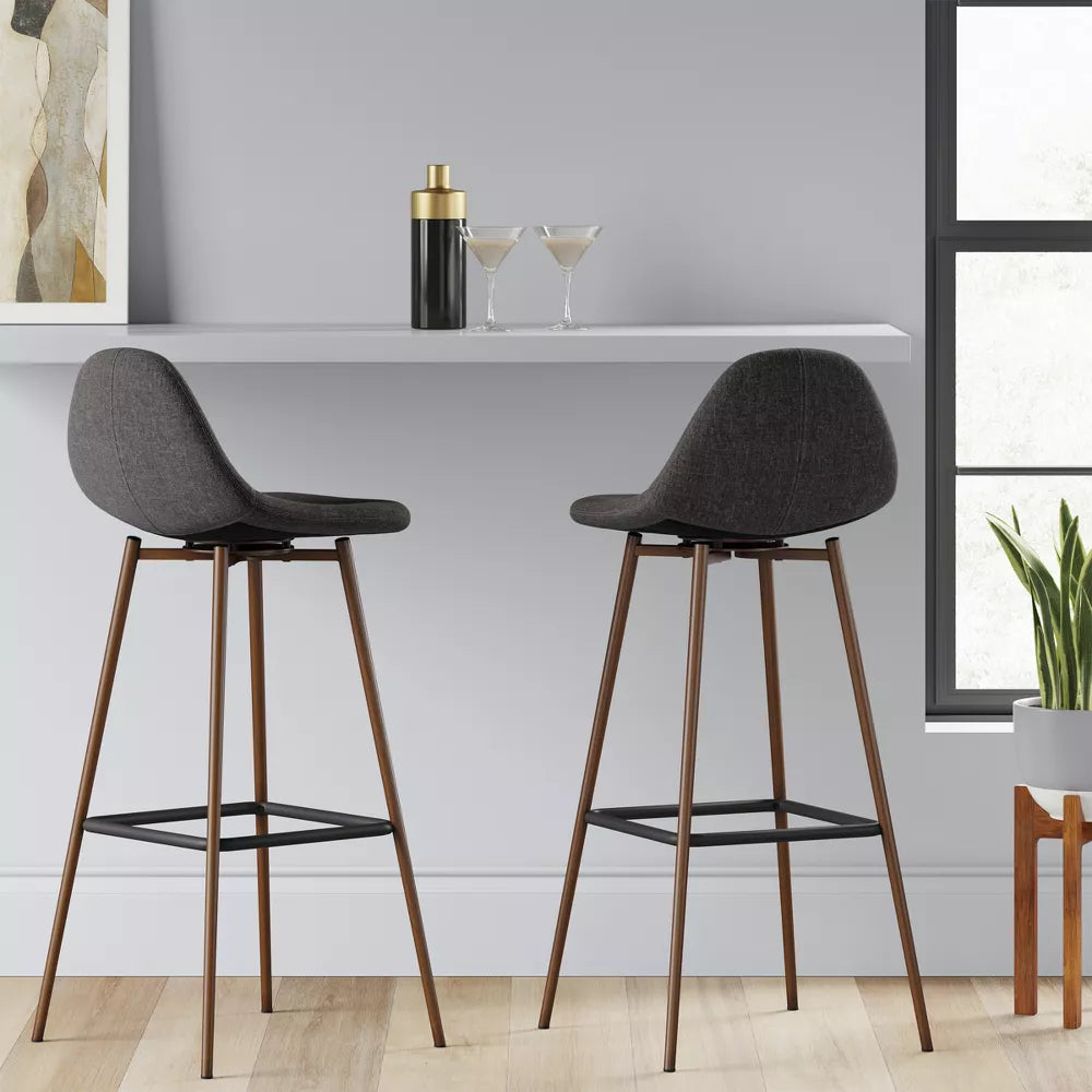 Copley Upholstered Barstool with Faux Leather Dark Gray - Threshold