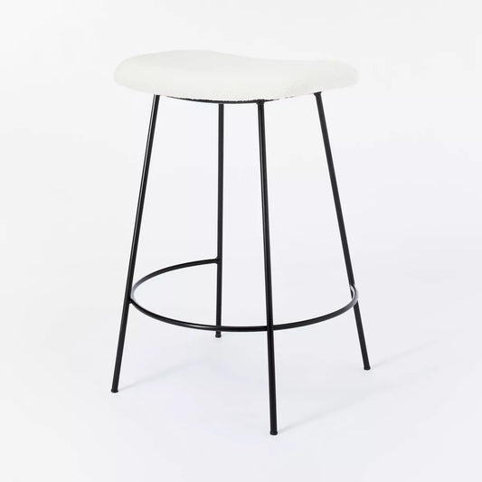 Clarkston Metal Counter Height Barstool with Upholstered Seat Cream  - Threshold designed with Studio McGee