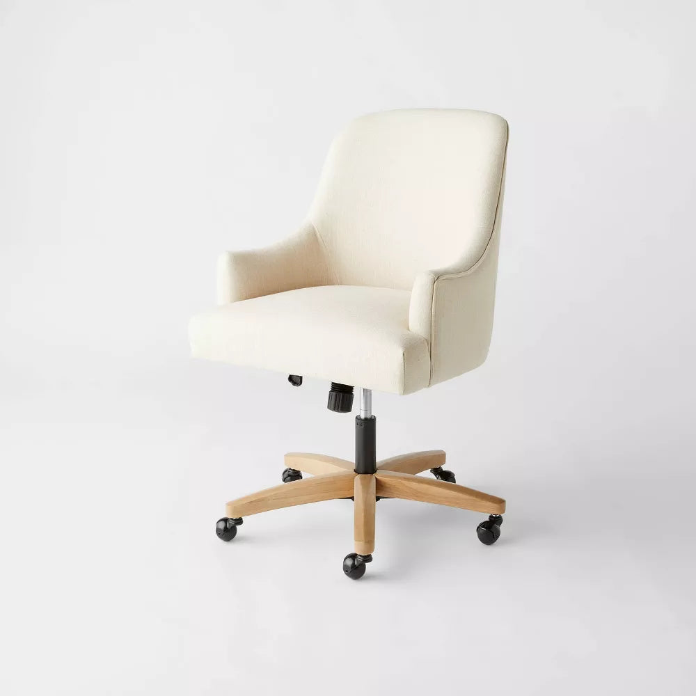Santa Monica Rounded Back Upholstered Office Chair Cream - Threshold designed with Studio McGee