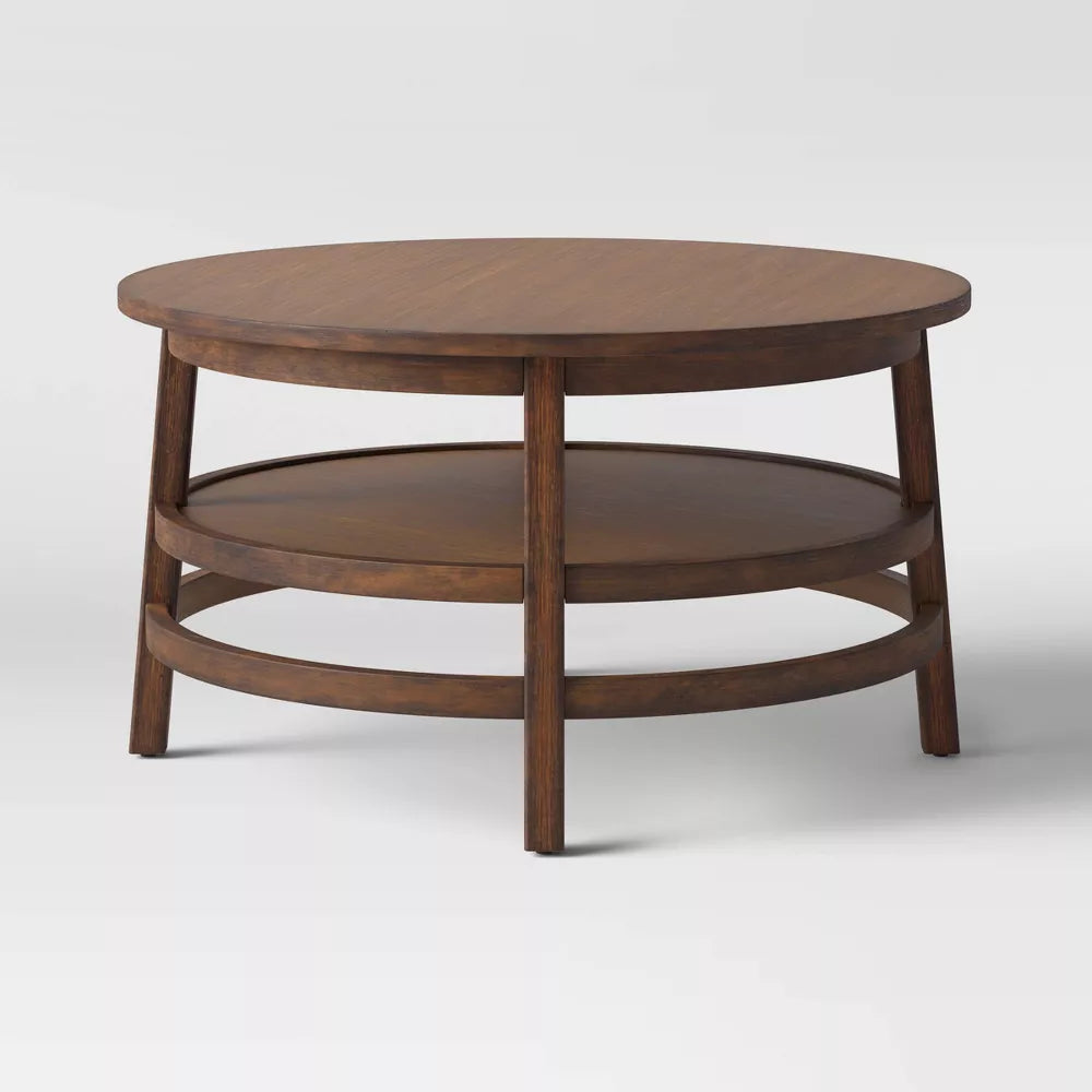 Porto Round Wood Coffee Table Bleached Wood - Threshold