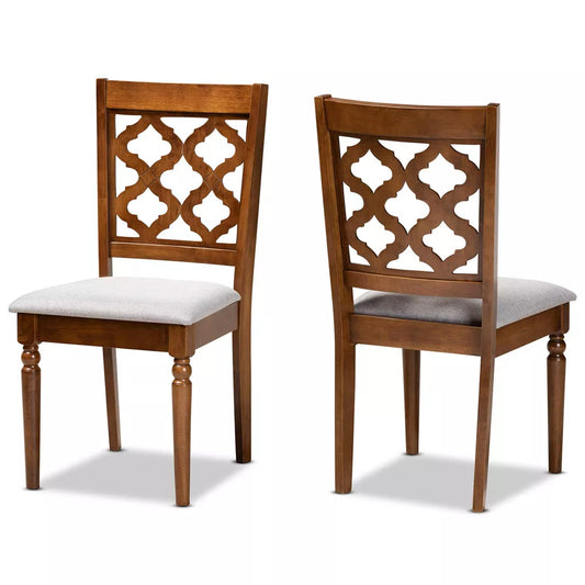 2pc Ramiro Fabric and Wood Dining Chairs Set - Baxton Studio