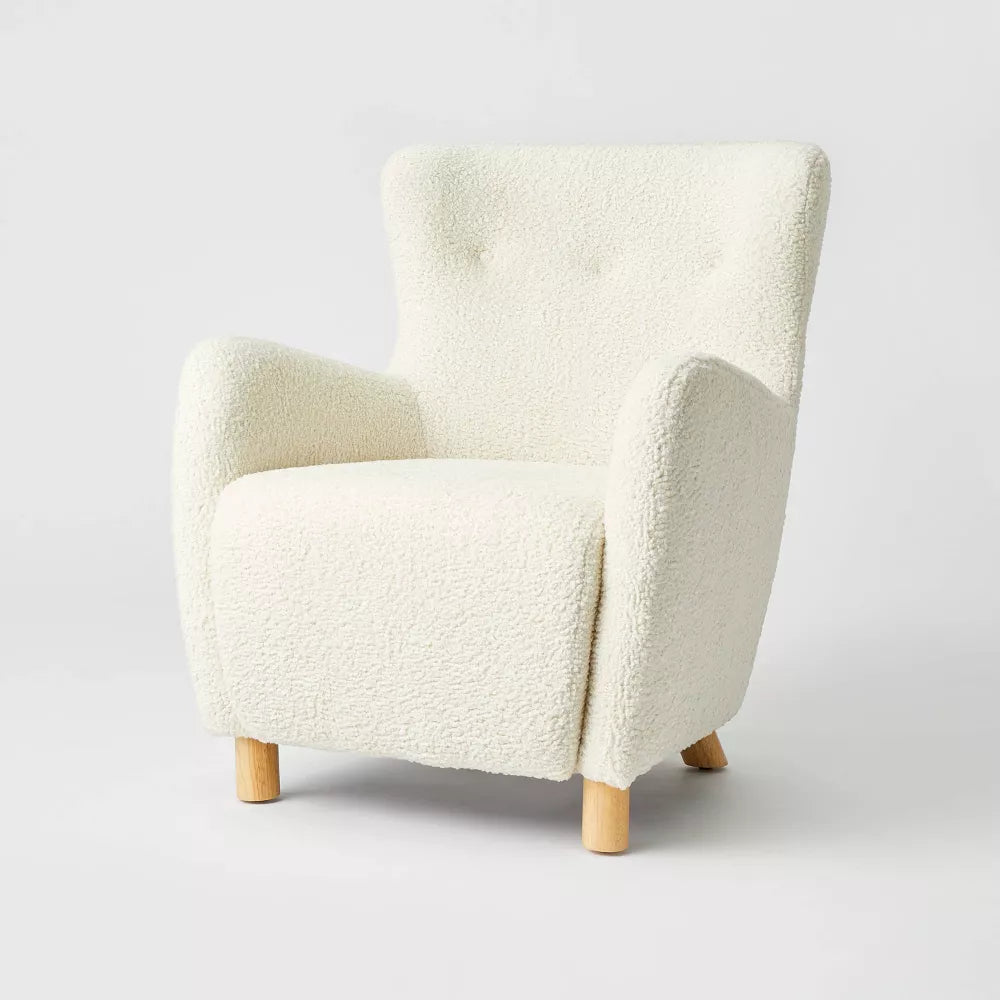 Kessler Wingback Faux Sherling Accent Chair (KD) Cream - Threshold designed with Studio McGee
