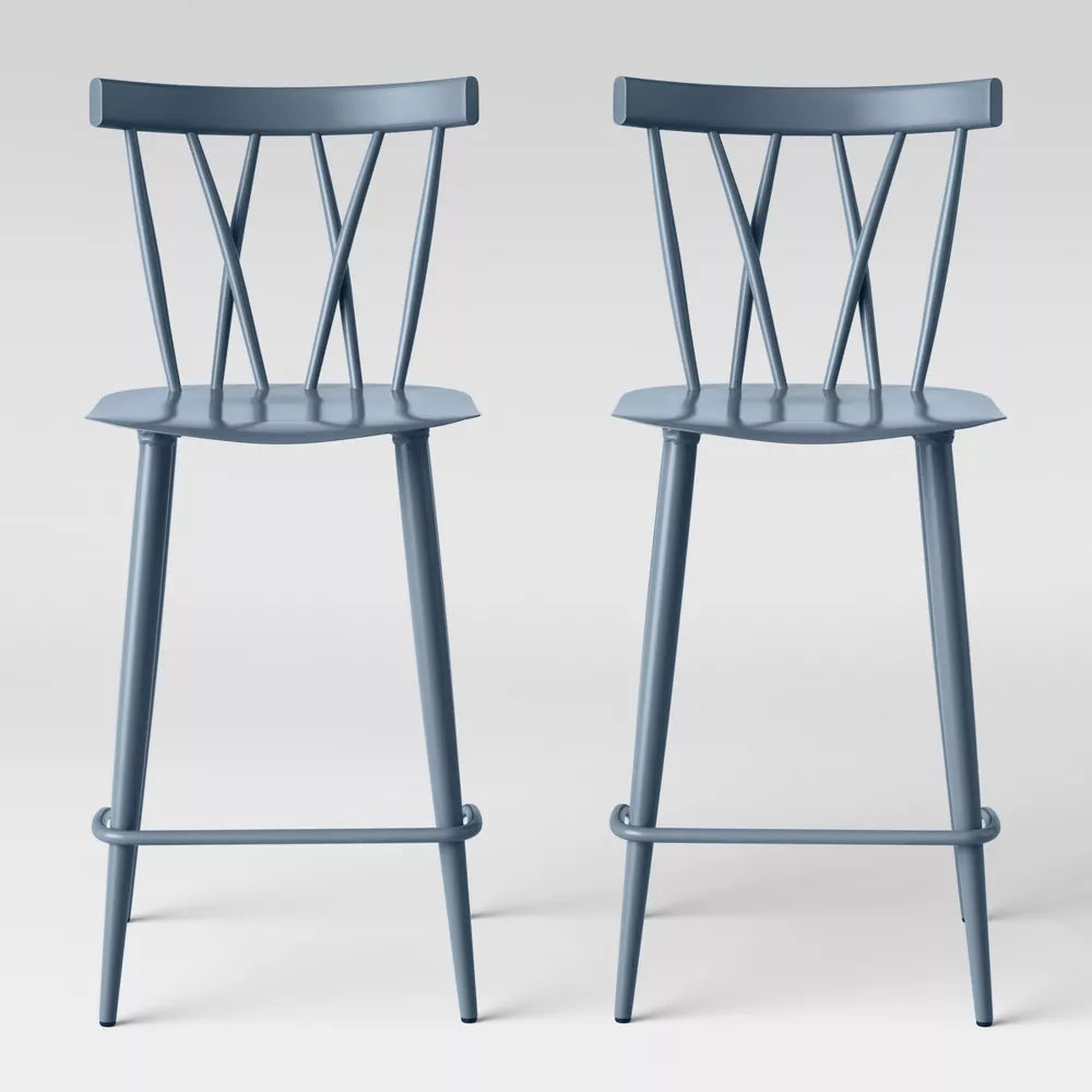 Becket Metal X Back Counter Height Barstool - Project 62™ Light Blue