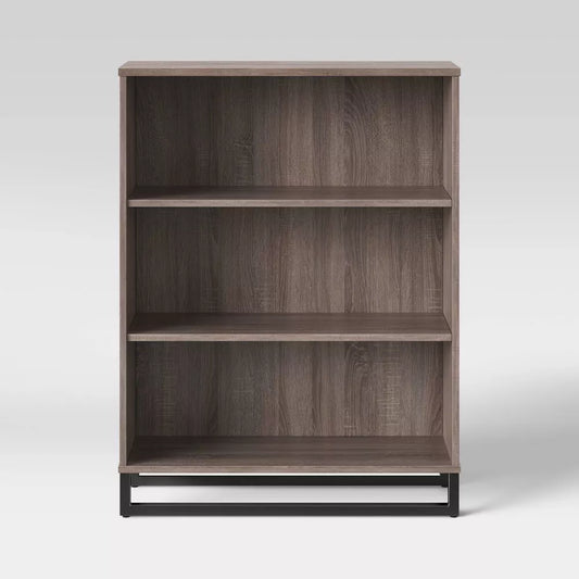 Mixed Material 3 Shelf Bookcase - Gray