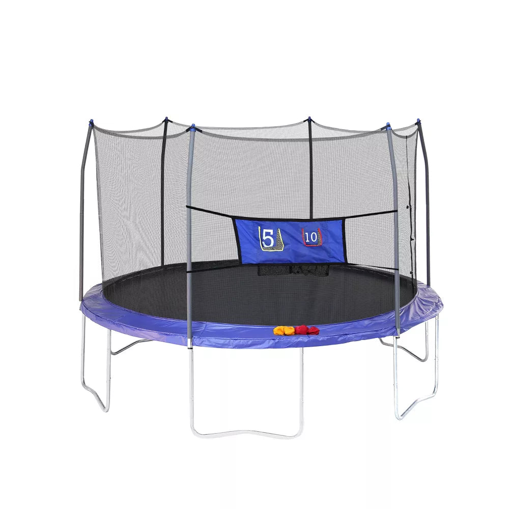 Skywalker Trampolines 12' Round Jump-N-Toss Trampoline with Enclosure - Blue