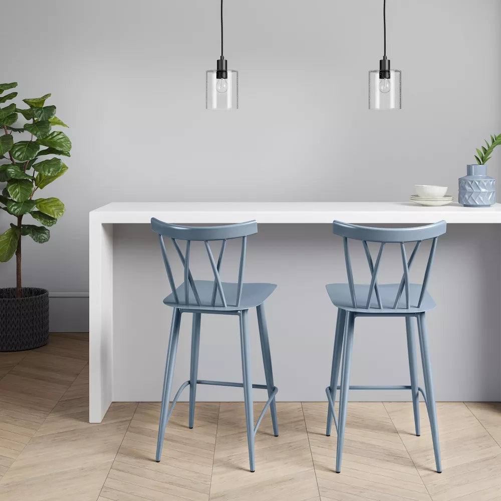 Becket Metal X Back Counter Height Barstool - Project 62™ Light Blue