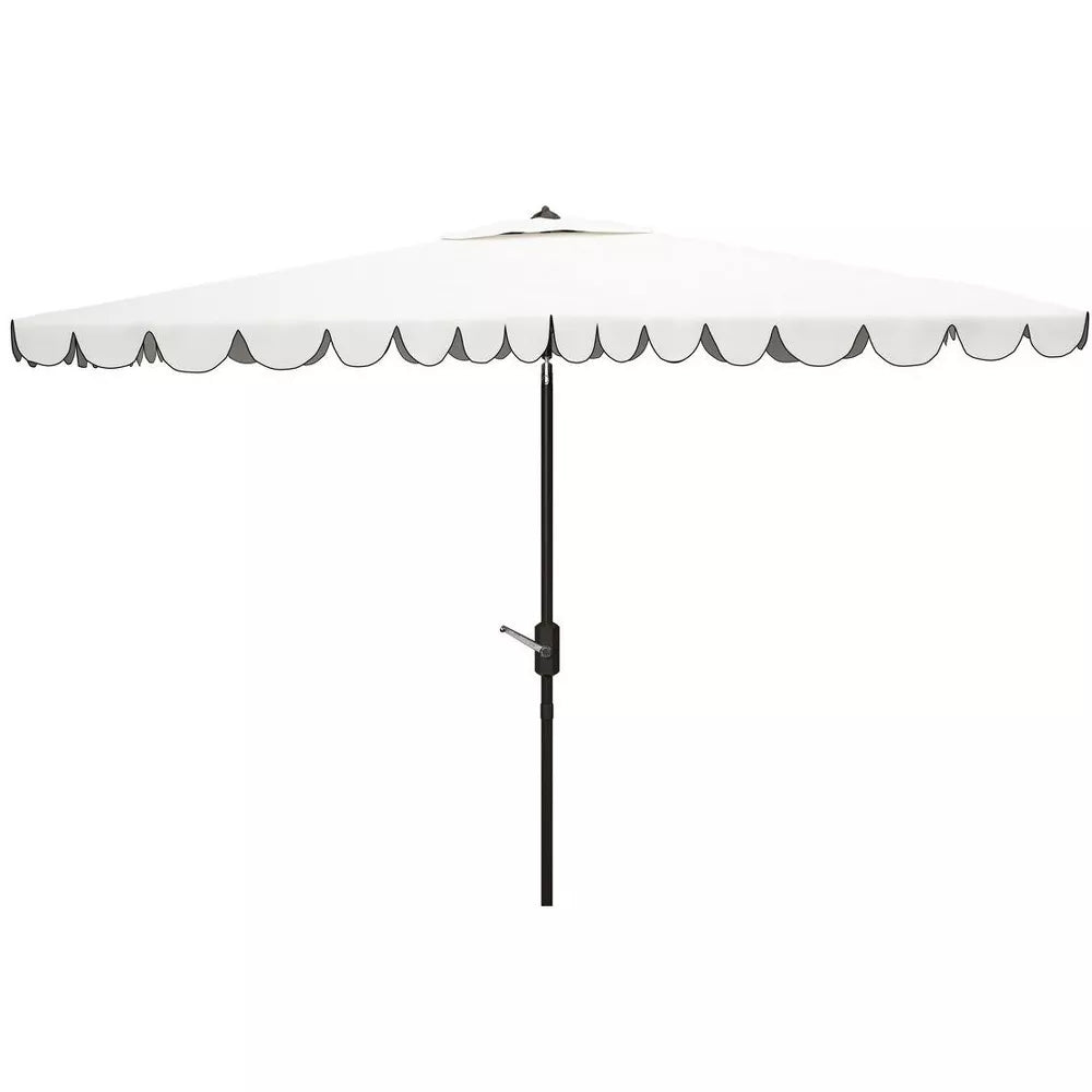 Venice 6.5x10ft Rectangle Crank Patio Outdoor Umbrella -White/Black -Safavieh