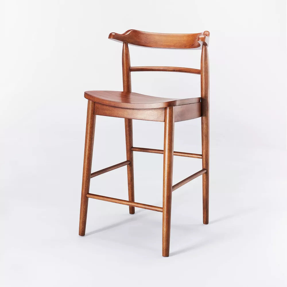 Kaysville Curved Back Wood Counter Height Barstool Walnut - Threshold designed with Studio McGee