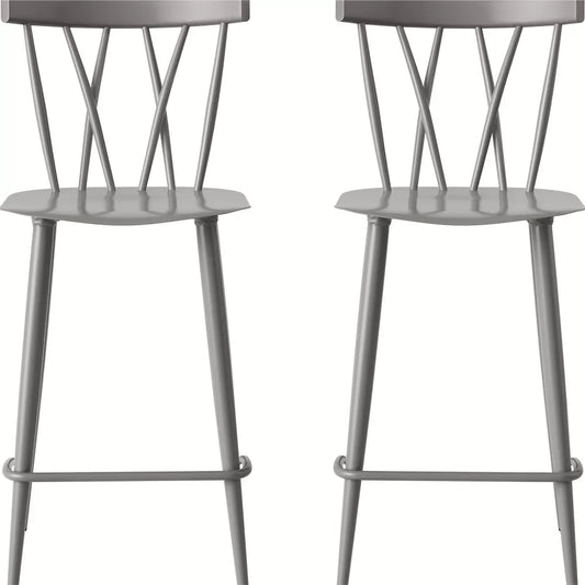 24" Ewing Modern Parsons Counter Height Barstool with Buttons Light Gray - Project 62