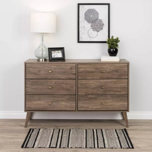 Mid Century Modern 6 Drawer Dresser - Prepac