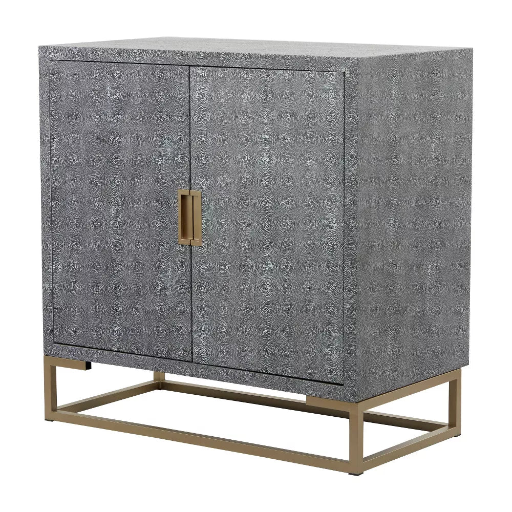 Contemporary Crocodile Textured Wood Cabinet 2-Door Gray - Olivia & May