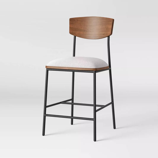 Telstar Mid-Century Modern Mixed Material Counter Height Barstool Beige- Threshold